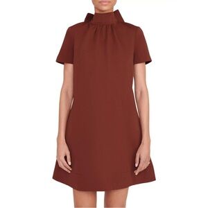Staud Brown Ilana Mini Dress w/ Tie Back Bow, Size XS, M NWOT! $325